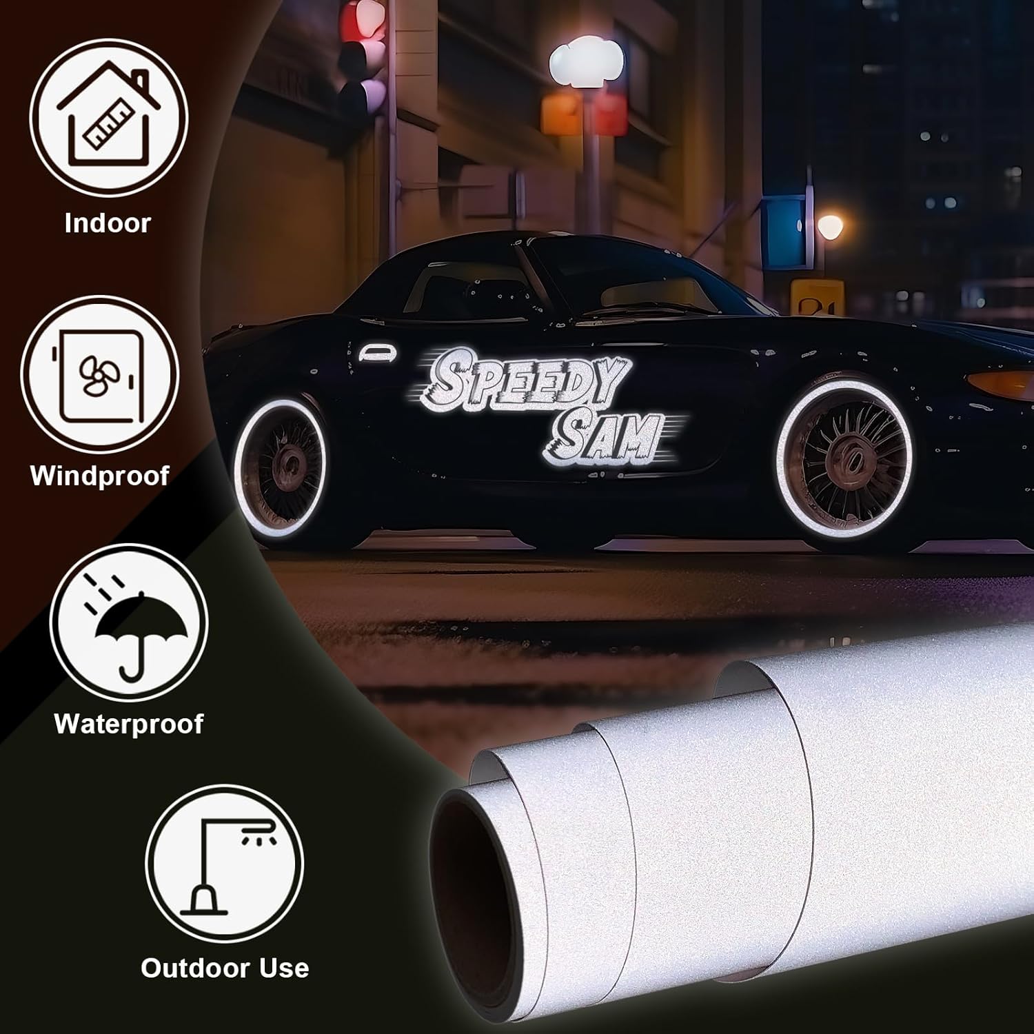 WRAPXPERT Reflective Permanent Vinyl, White Vinyl for Cricut - 12" x10ft White Reflective Vinyl for Mailbox Numbers, Cars, Trucks, Motorcycles, Bikes, Helmets, Reflective White