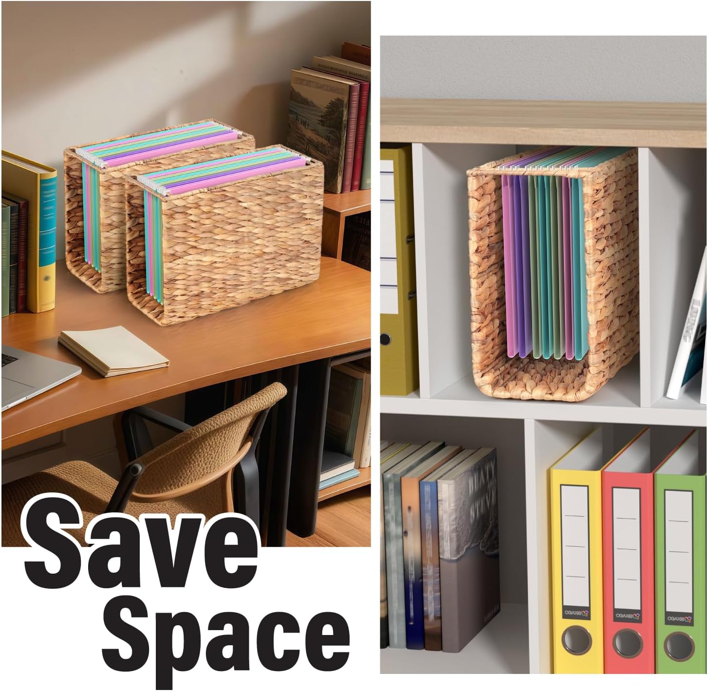 Hanging File Desk Organizer, File Folder Organizer with Handle for Letter Size, Portable Hanging Filing Box for Home Office Document Storage (Option 1)