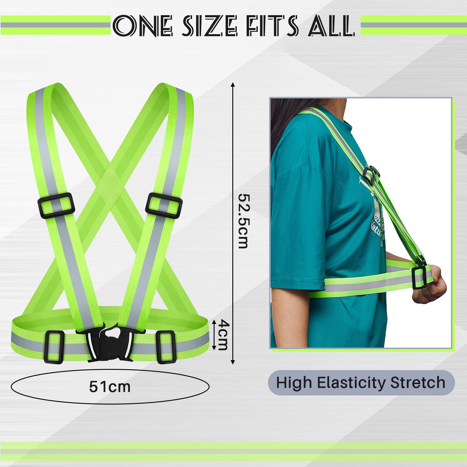 24 chalecos reflectantes para correr, chaleco reflectante de alta visibilidad, chaleco de protección de cruce, chaleco reflectante para correr con correas de seguridad para hombre y mujer, correr
