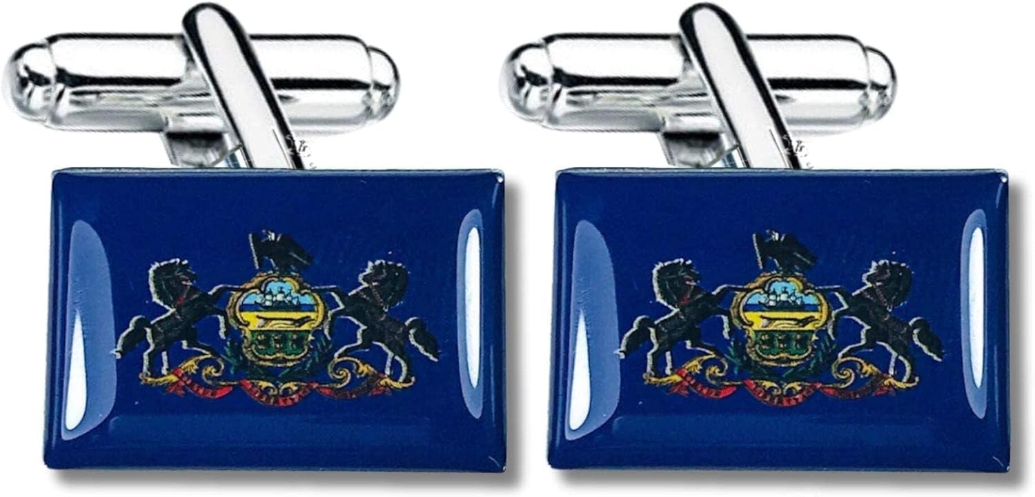 Cufflinks - State Flag Pennsylvania - USA | 1.18-Inch State Flag Cufflinks | USA Flag Cuff Links for Men | Perfect for Formal Events, Business, and Gifts