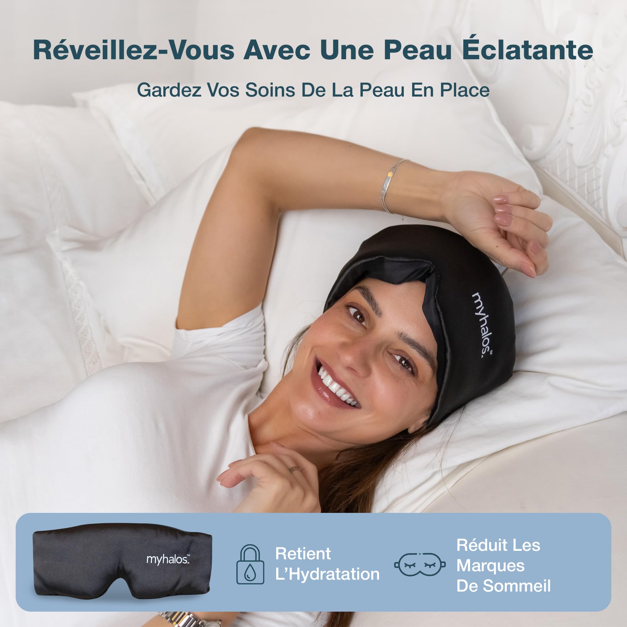 MyHalos Masque de sommeil 3D en soie de mûrier pour homme et femme, bonnets, occultant, confortable pour dormir n’importe où, voyage, nuit