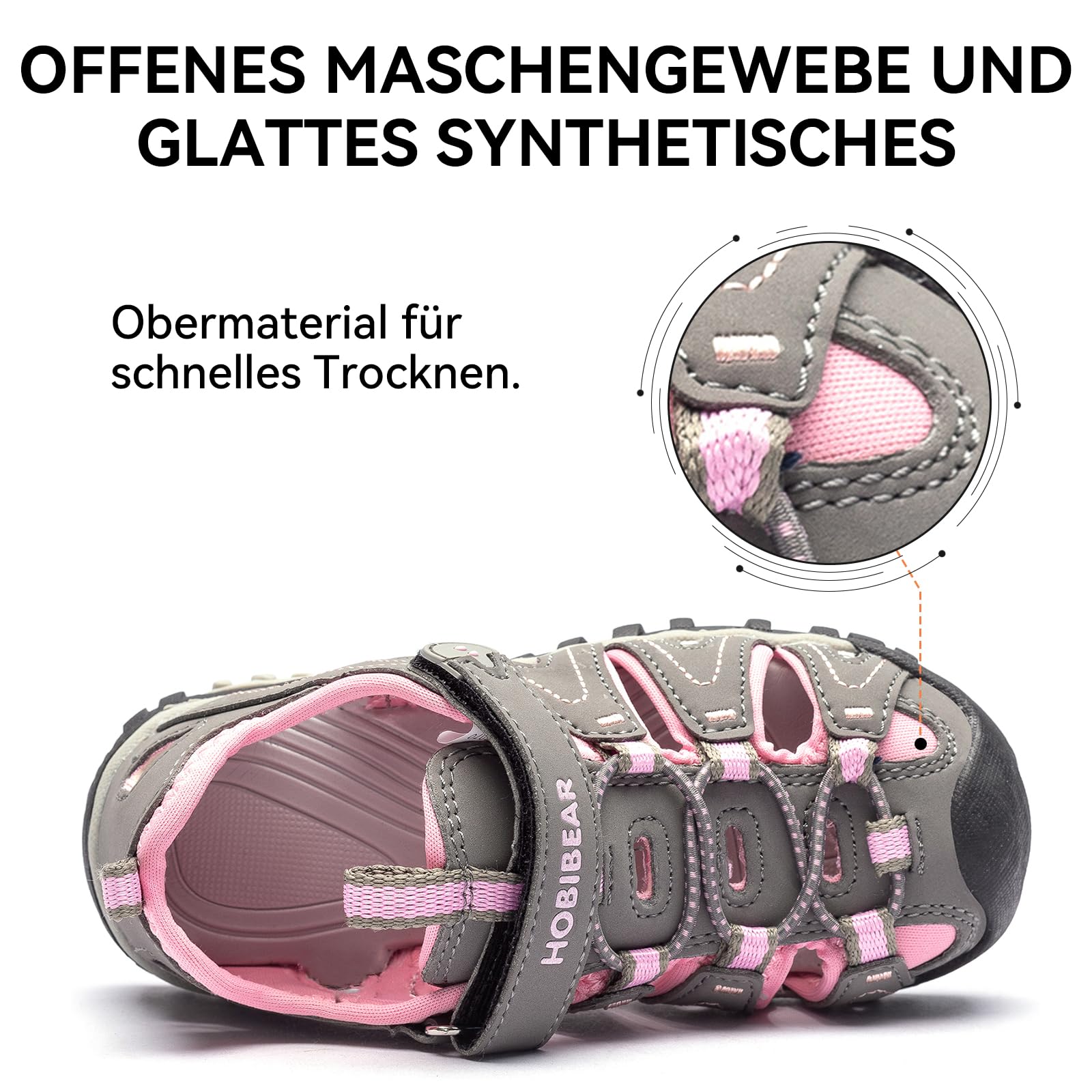 HOBIBEAR Sandales Randonnée Enfants Garçons/Filles - Chaussures Sport Été Respirantes Antidérapantes à Bout Fermé (Trekking Outdoor)
