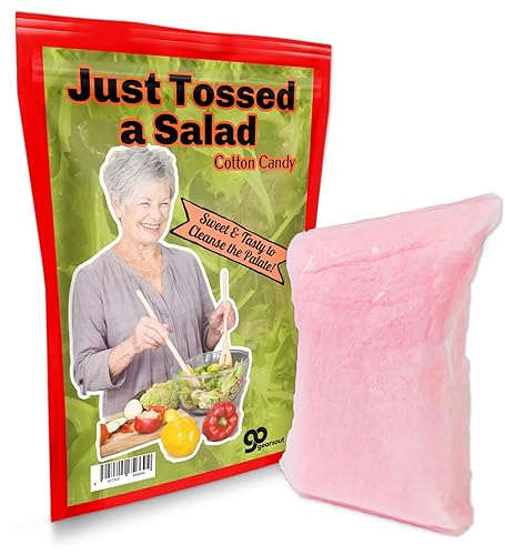 JUST TOSSED A SALAD - Algodón de azúcar gourmet – 1 onza – Sabor fresa – Sin gluten – Fabricado en los Estados Unidos – Producto novedoso de relleno
