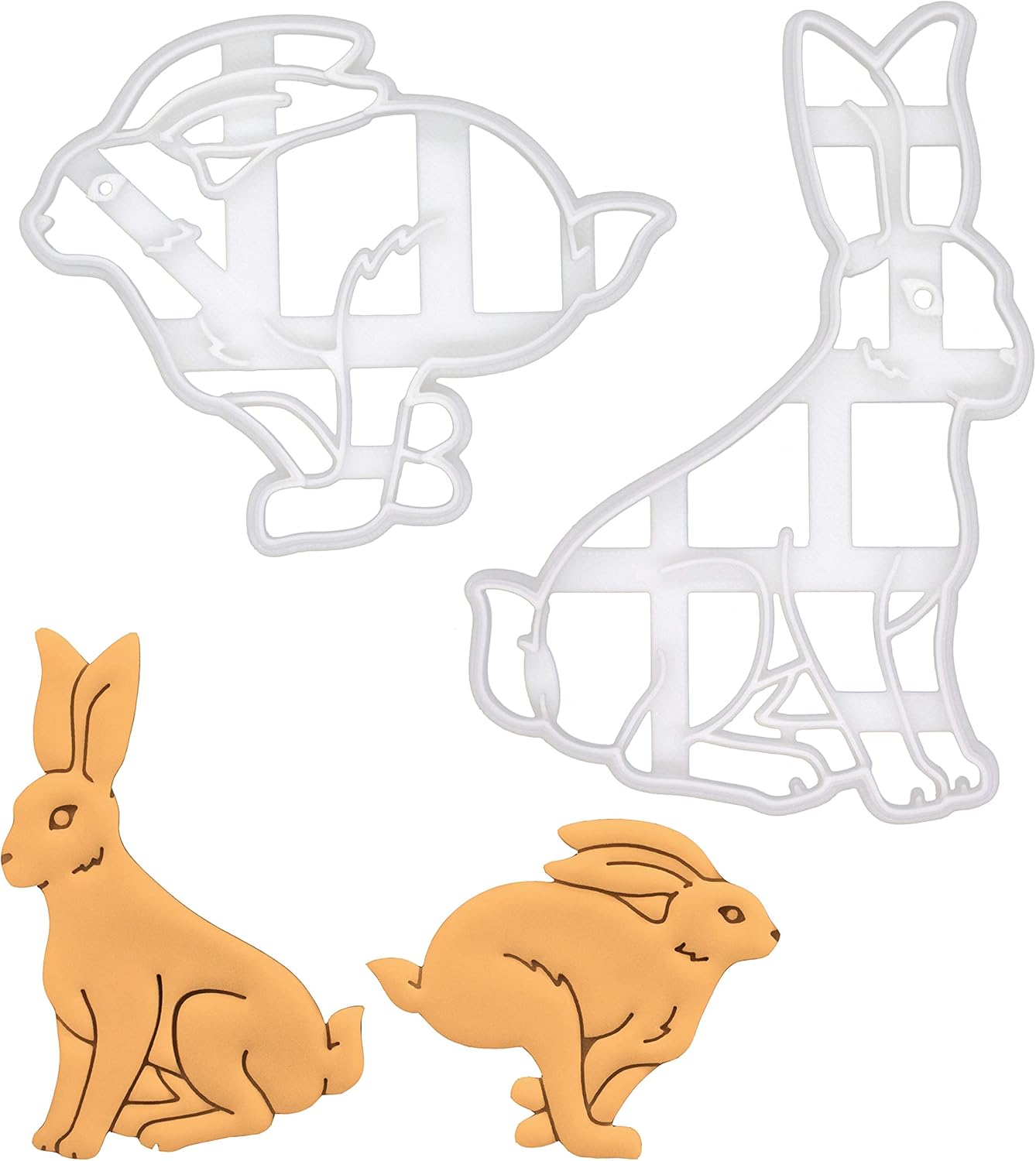Set of 2 Hare Cookie Cutters (Hare Portrait and Hare Running), 2 pieces - Bakerlogy