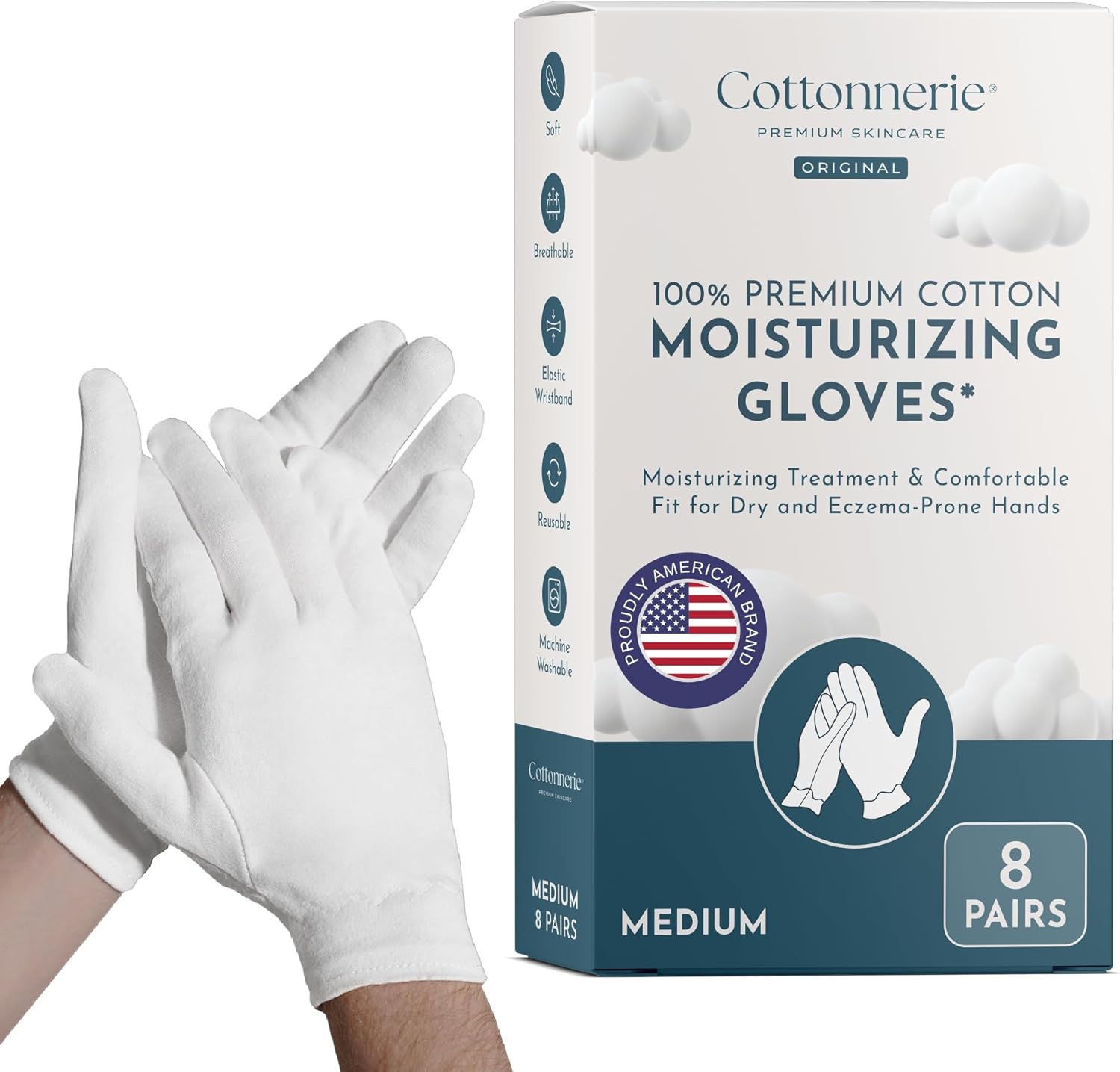 8 Pairs Cottonnerie Original Cotton Gloves for Dry Hands Sleeping, Moisturizing Gloves Overnight, Hand Moisturizer Gloves, Moisture Gloves for Dry Hands Overnight, Sleeping Gloves, Medium 8 Pairs Cottonnerie Original Cotton Gloves for Dry Hands Sleeping, Moisturizing Gloves Overnight, Hand Moisturizer Gloves, Moisture Gloves for Dry Hands Overnight, Sleeping Gloves, Medium