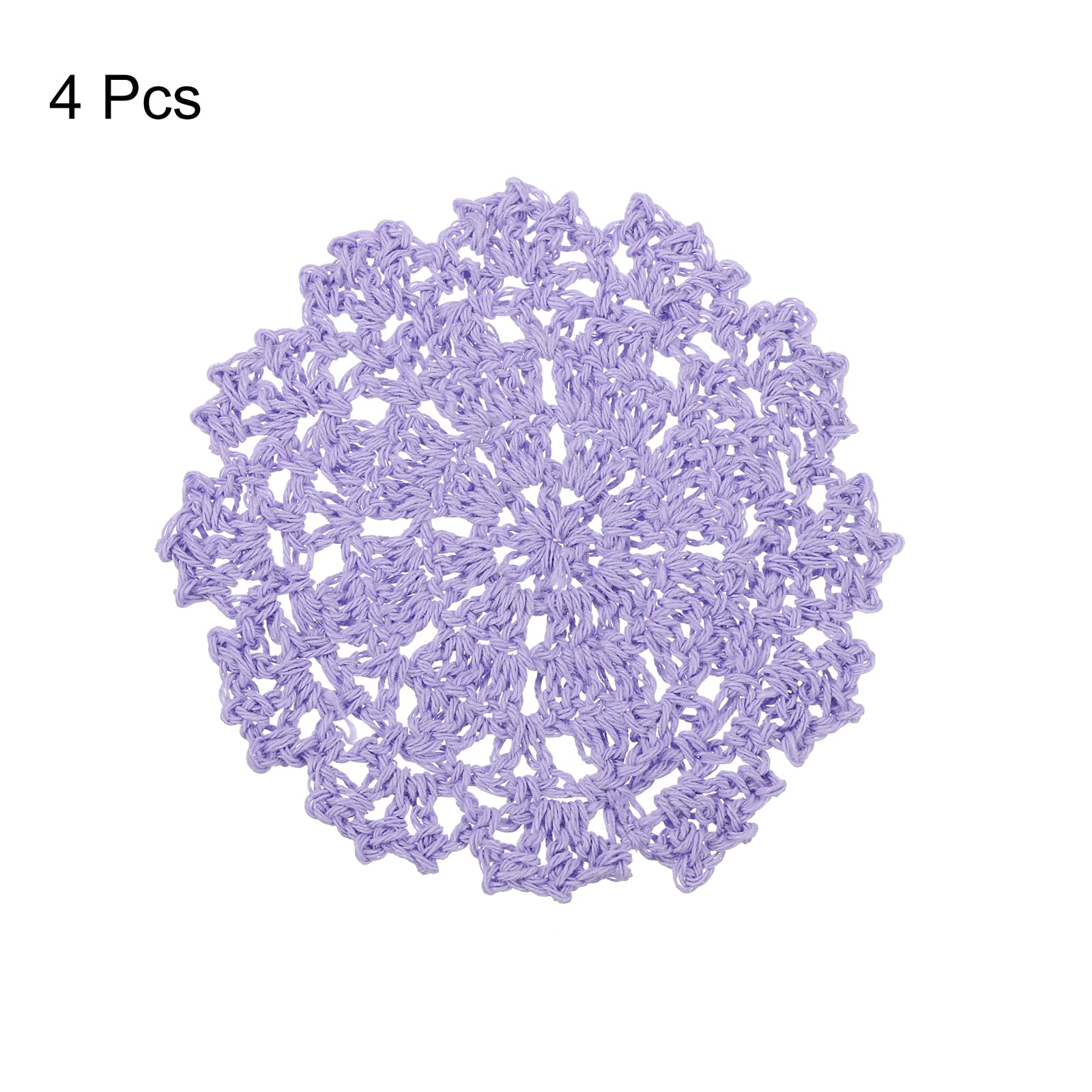uxcell Fabric Coasters, 4pcs 4", Cotton Woven Crochet Doilies - Image 3
