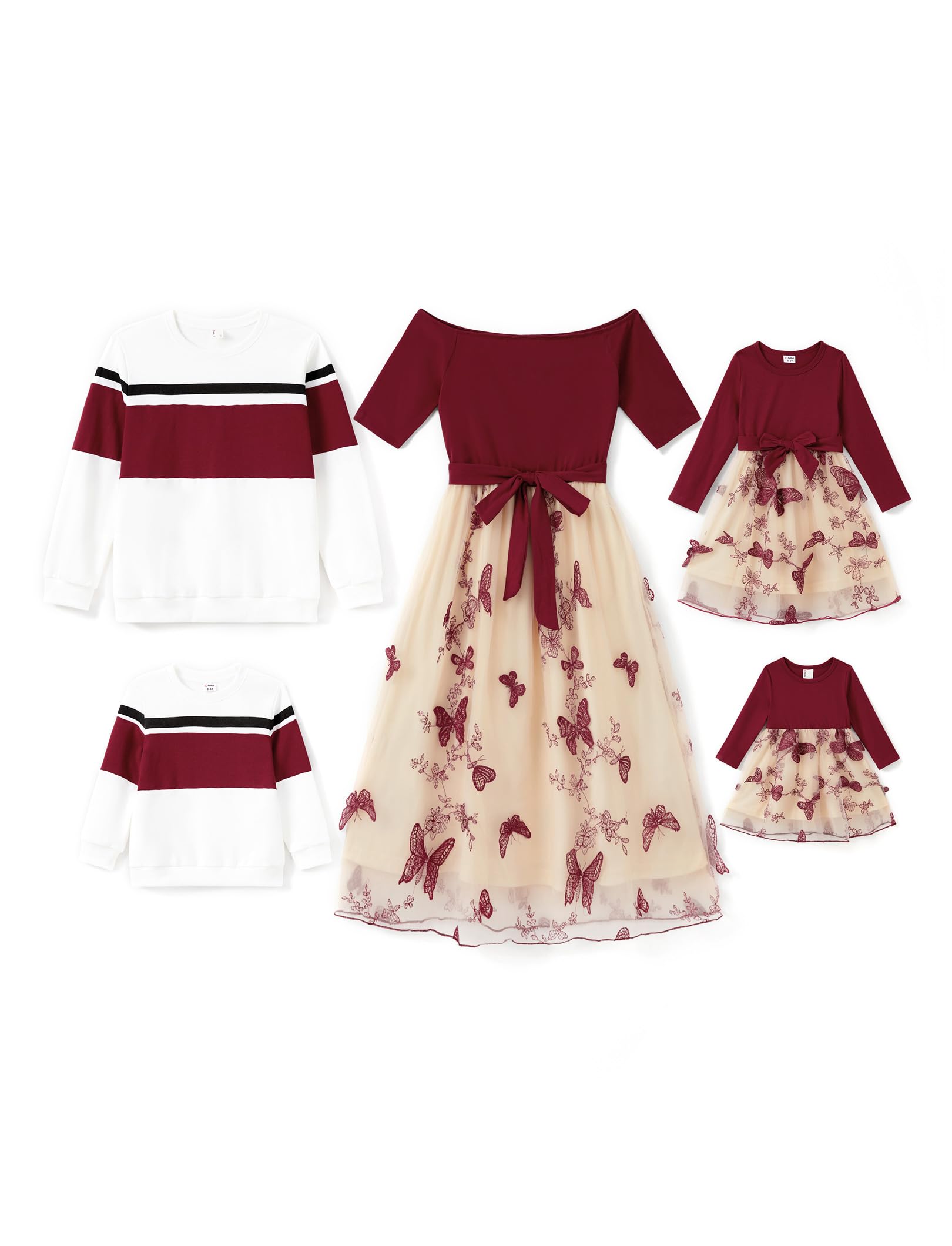 PATPAT Set di Abbigliamento per Famiglie a Maniche Lunghe, Look Partner, per Mamma, Figlia, Maglietta a Maniche Lunghe, per Mamma e Figlia, Abbigliamento per Autunno e Primavera, Uomo e Ragazzo
