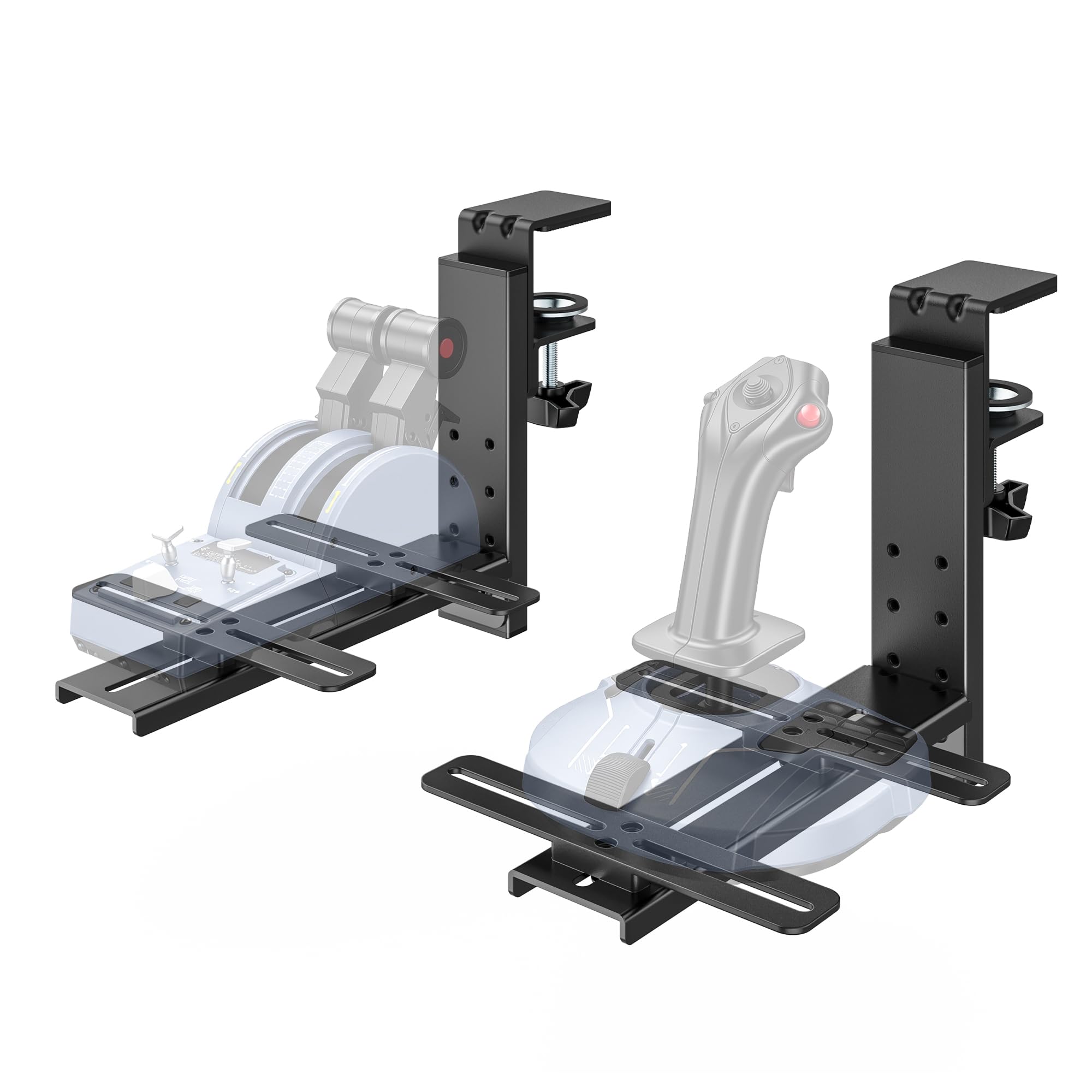 ARES WING support de bureau HOTAS pour joystick et manette des gaz en métal | Compatible Logitech X52/X52 Pro/X56, Thrustmaster T.16000M/T.Flight HOTAS, VKB Gladiator NXT, simulateur de vol, lot de 2