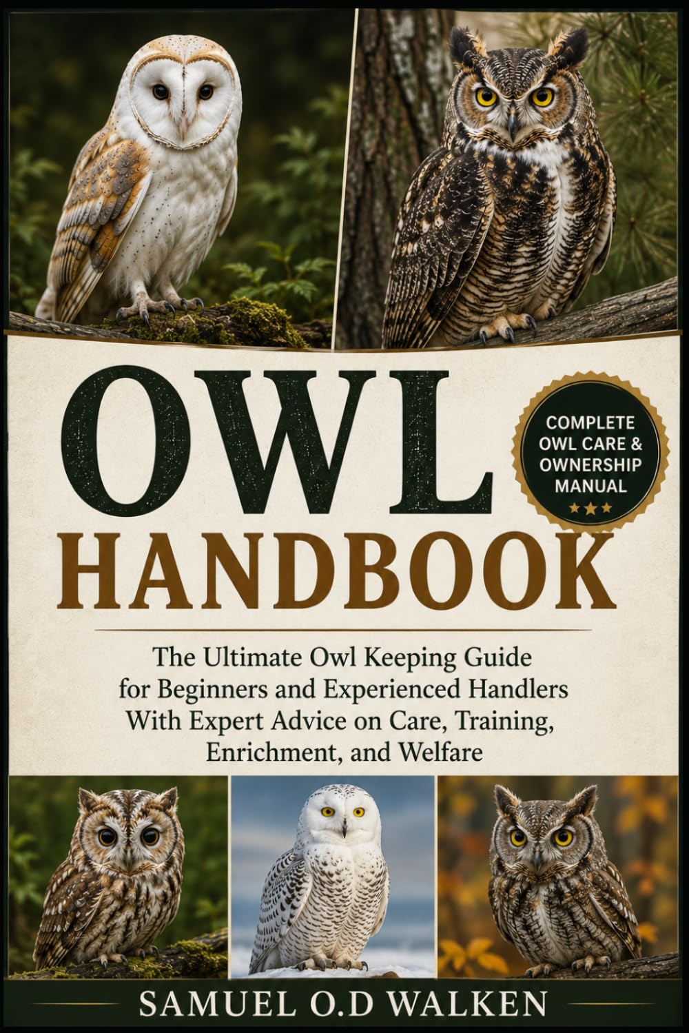 OWL HANDBOOK: The Ultimate Owl Keeping Guide for Beginners and Experienced Handlers With Expert Advice on Care, Training, Enrichment, and Welfare