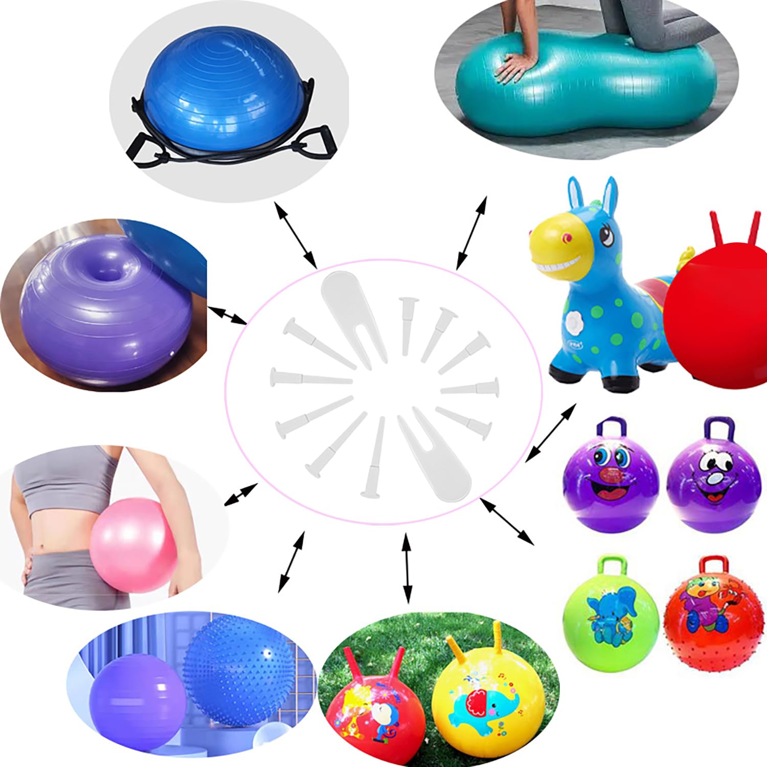 12 Pièce Kit de Remplacement de Bouchon pour Ballon de Yoga? kit Adaptateur de Prise d'air pour Ballon de Yoga. Yoga Air Bouchon, avec 2 Outil de Retrait