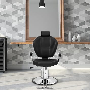 Karl home Heavy Duty Reclining Barber Chair, Styling Salon Chair with Headrest and Footrest, 360° Swivel, Height Adjustable for Beauty Spa, Tattoo and Barbershop