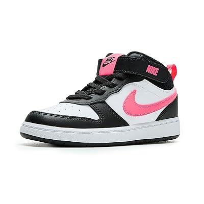 Nike Kids Court Borough Mid 2 (Infant/Toddler) Kids Shoes Black/Sunset Pulse/White
