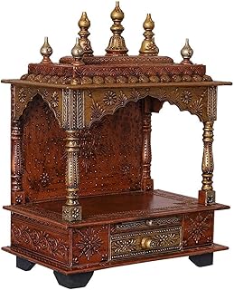 Aakrati Devyom Rajasthani Ethnic Handcrafted Wooden Temple/Mandir/Pooja Ghar/Mandapam Size - 18x12x24 Inch