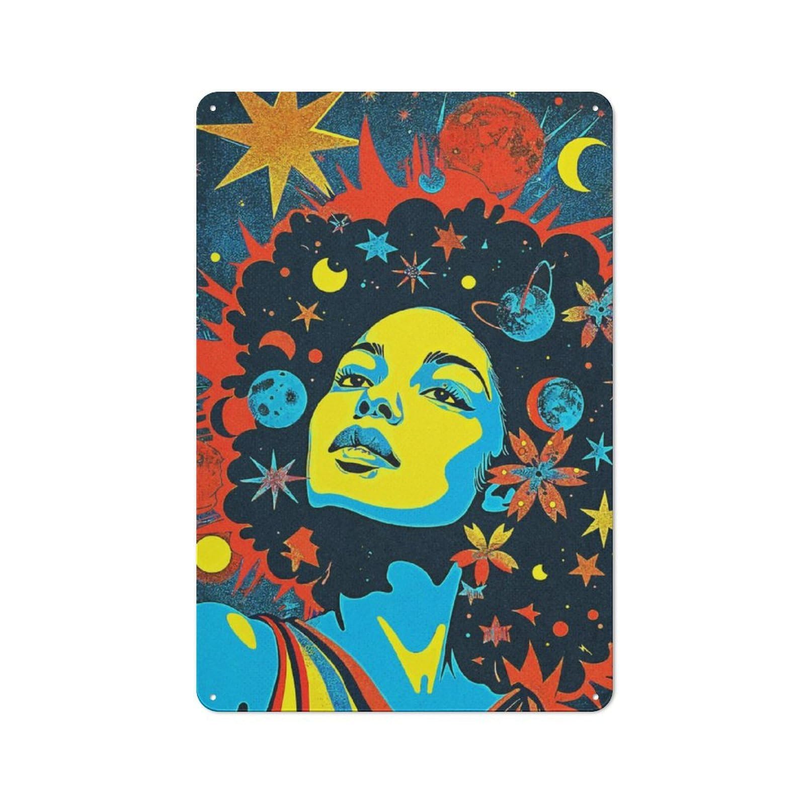 Junmoney Wild Space Fantasy 30X20cm Retro Tin Wall Plaque With For Pub Or Café, A Winter Wall Decor Update For Café Interior Fans