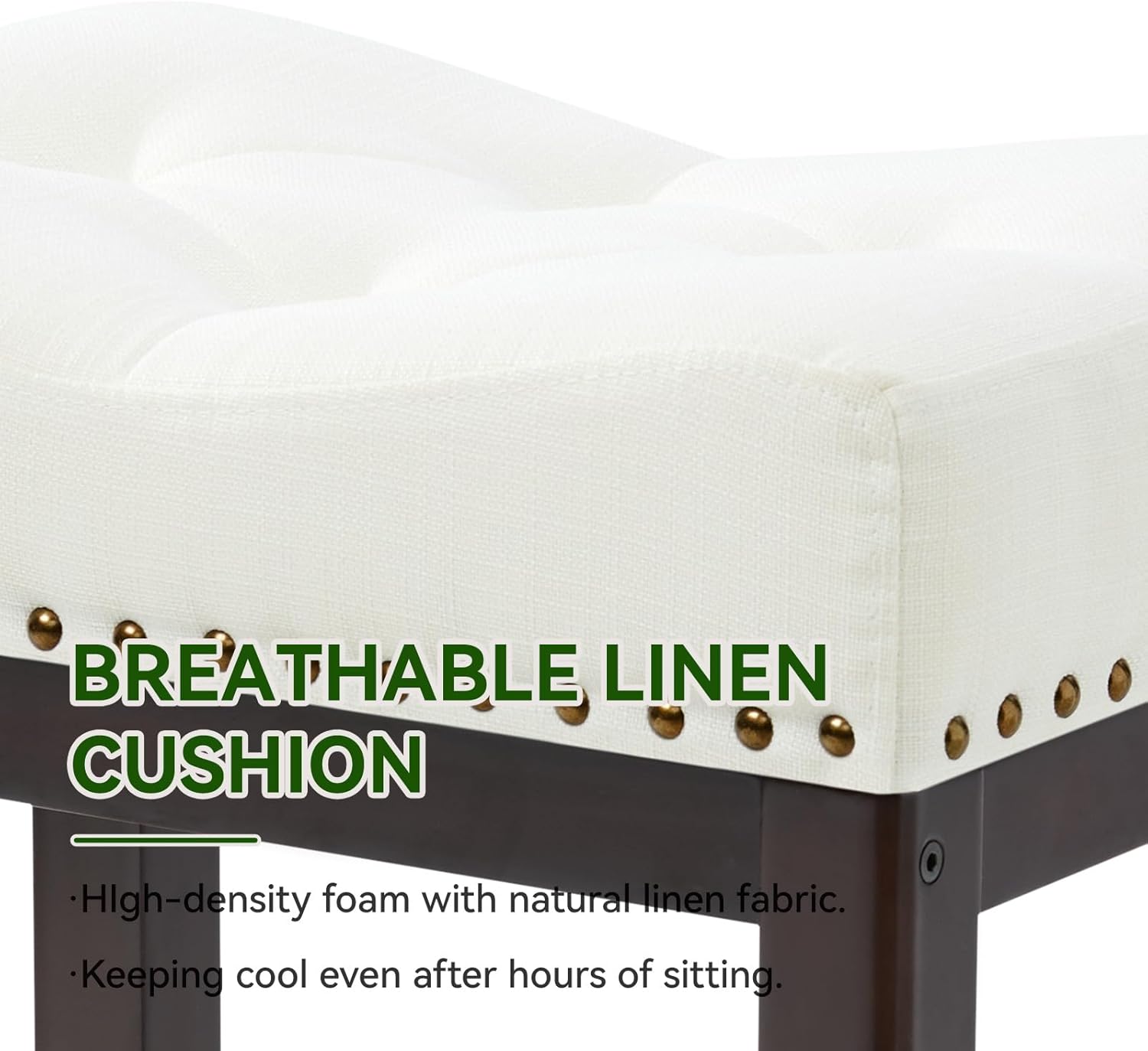 24" Counter-Height Backless Bar Stool – Upholstered Cushion, Kitchen-Island Ready, Quick Assembly, Small-Space Friendly (Cream White Fabric+Coffee Wood, 4pcs-24in-bar stools)