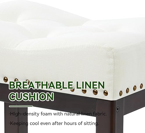 Miniatura 3 de Taburete de bar sin respaldo de 24 pulgadas de altura de mostrador, cojín tapizado, listo para isla de cocina, montaje rápido, apto para espacios