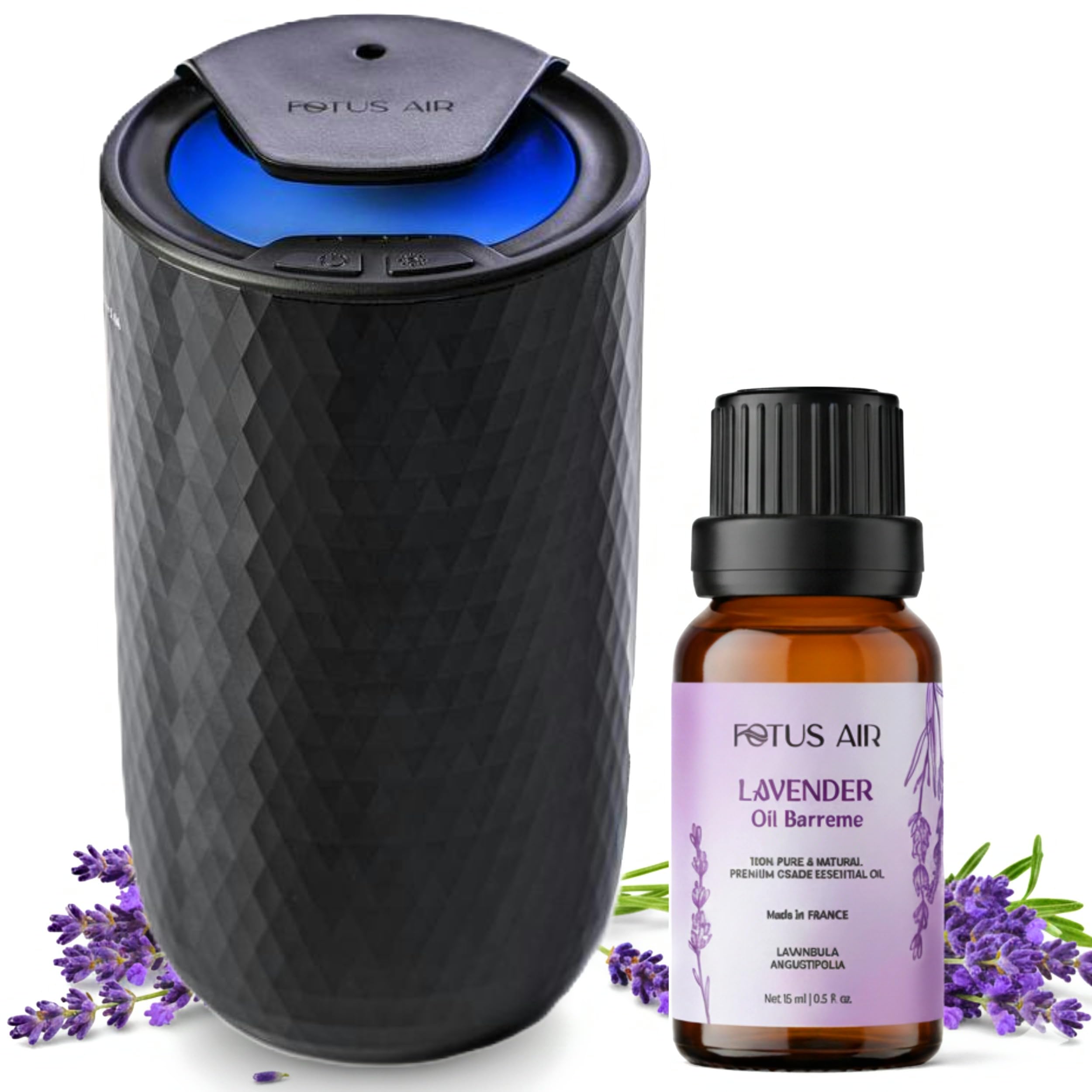 Waterless Essential Oil Diffuser – Portable Cordless Aromatherapy Diffuser for Home, Car, Office – 3 Mist Levels - 4 Timer Modes - 15ml Oil Capacity -