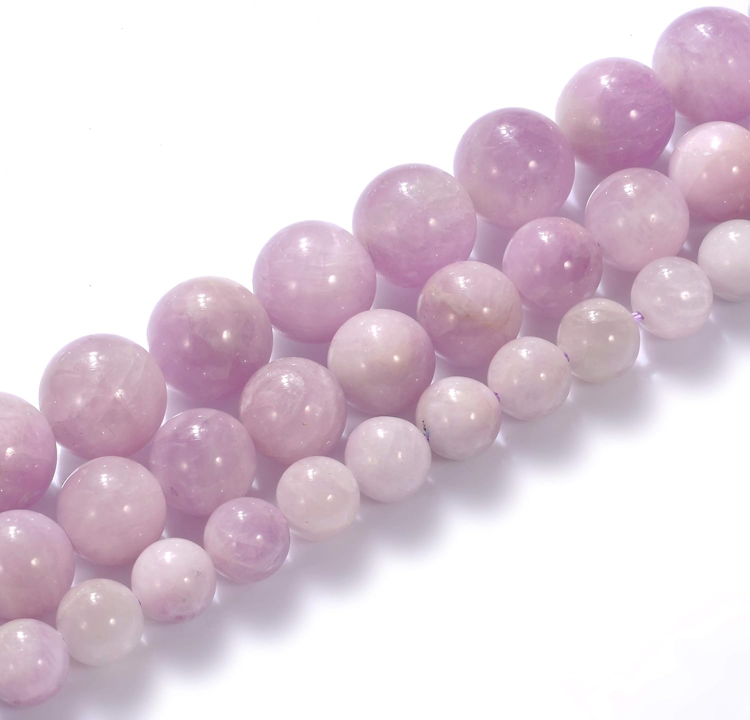 10mm Natural Kunzite Gemstone Round Loose Beads Crystal Stone Bracelet Necklace Accessories Crafts for Jewelry Making DIY,1 Strand 15"