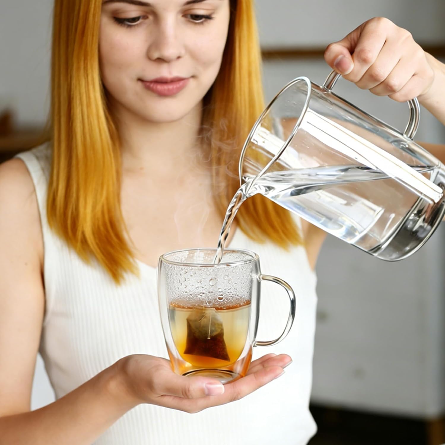 Etolies 6 Pack Double Walled Glass Coffee Mugs with Handle,12oz Borosilicate Glass coffee Cups - Insulated Clear Mugs for Espresso, Cappuccino, Latte, Tea Beverages, Drinking Glasses