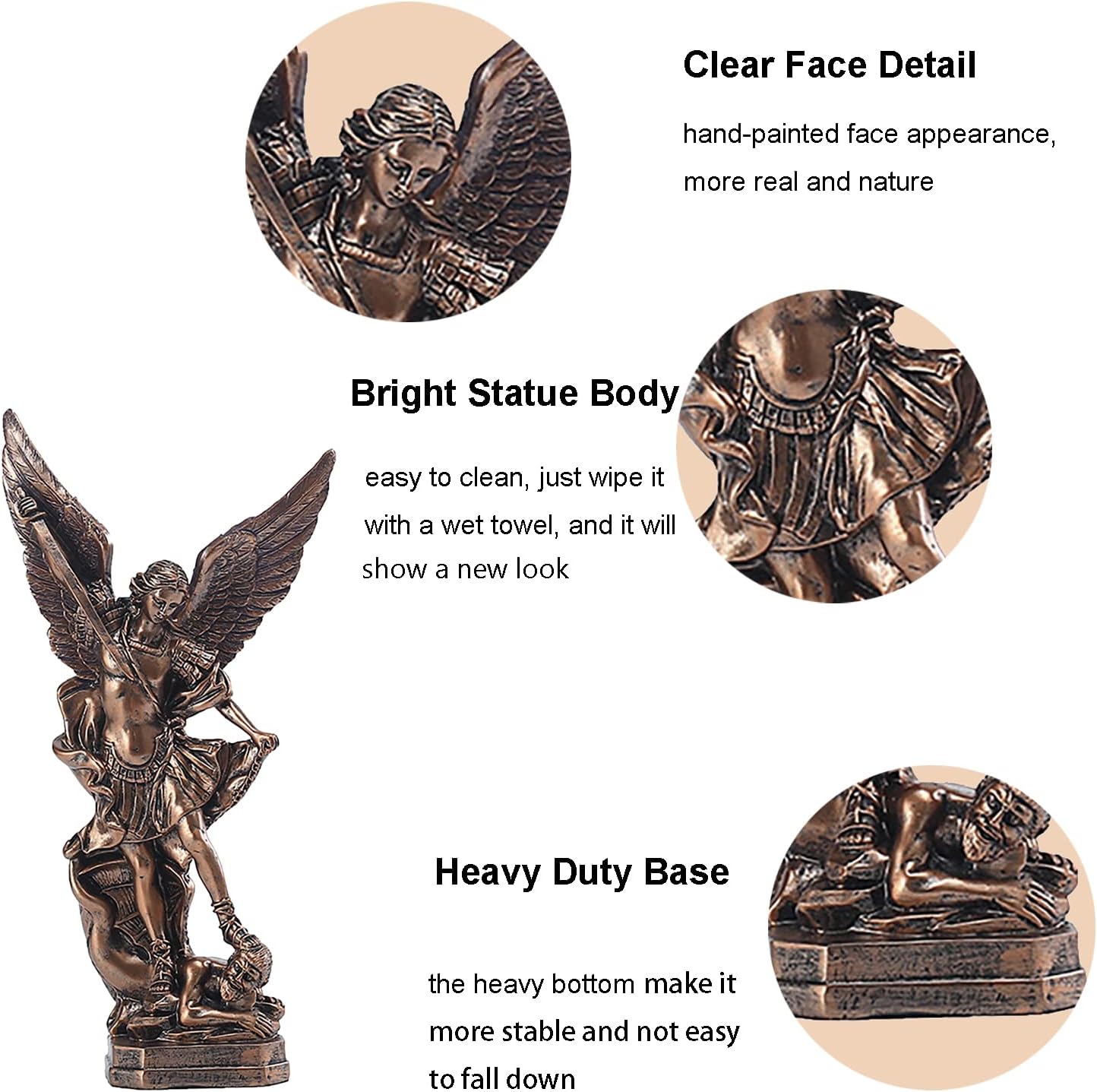 St. Michael San Miguel Arcangel Statue Saint Archangel Michael Religious Collectible Battle Angel Sculpture Christian Catholic Figurines (Bronze 12in)