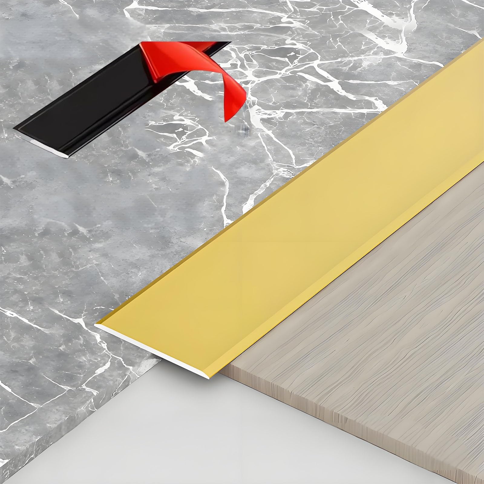 Samoprzylepne aluminiowe listwy osłonowe do podłóg, 15 mm płaskie listwy działowe do krawędzi, progów i złączeń, łatwy montaż, idealne do dekoracji domu i biura, 3 szt