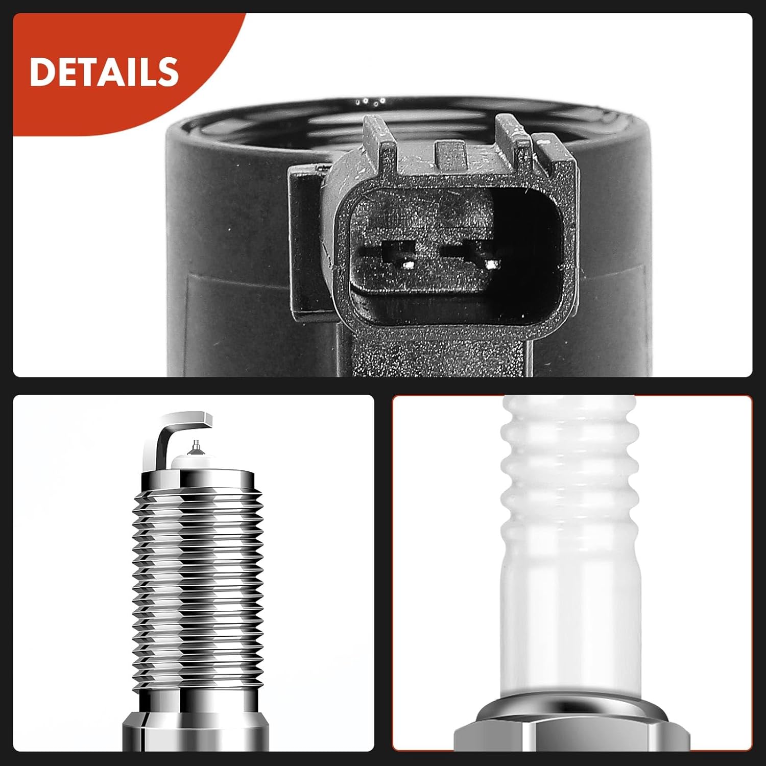 A-Premium Set of 4 Ignition Coil Pack and Iridium Spark Plugs Compatible with Ford Escape, Fusion, C-Max, Transit Connect, SSV Plug-In Hybrid, Police Responder Hybrid & Lincoln MKZ & Mercury Mariner