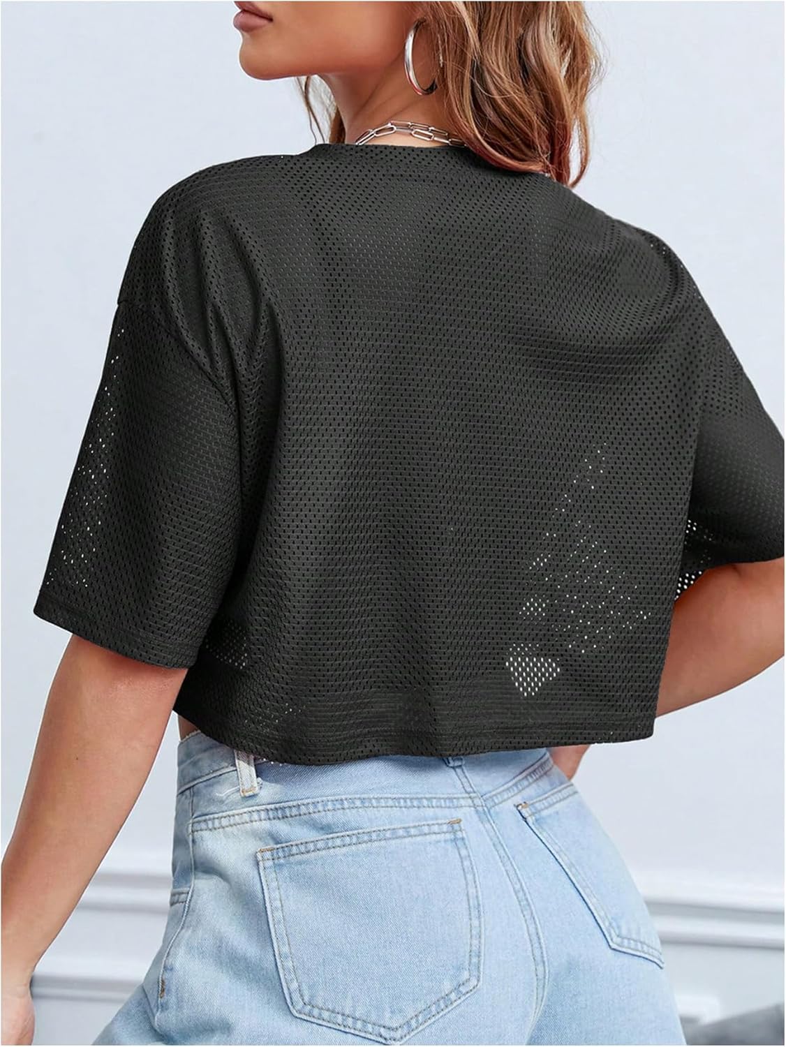 Verdusa Women's Cropped Jersey Shirts Graphic Tees Waffle Short Sleeve Vintage T Shirts Crop Tops - Image 2