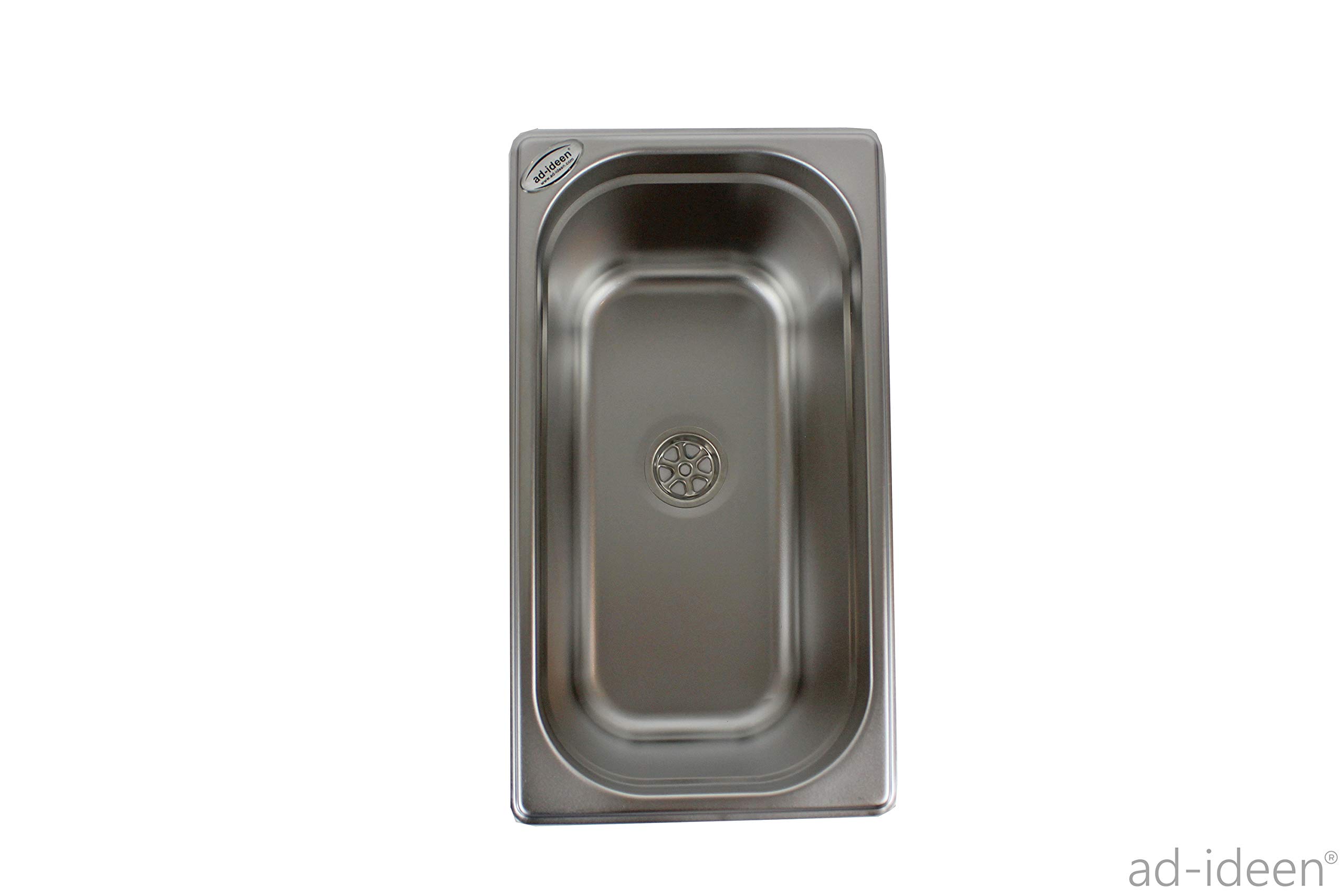 Edelstahl Spülbecken Camping Spüle Waschbecken + Ablauf 325x176x150 mm + 40 mm Ablauf höhe (ad-ideen)