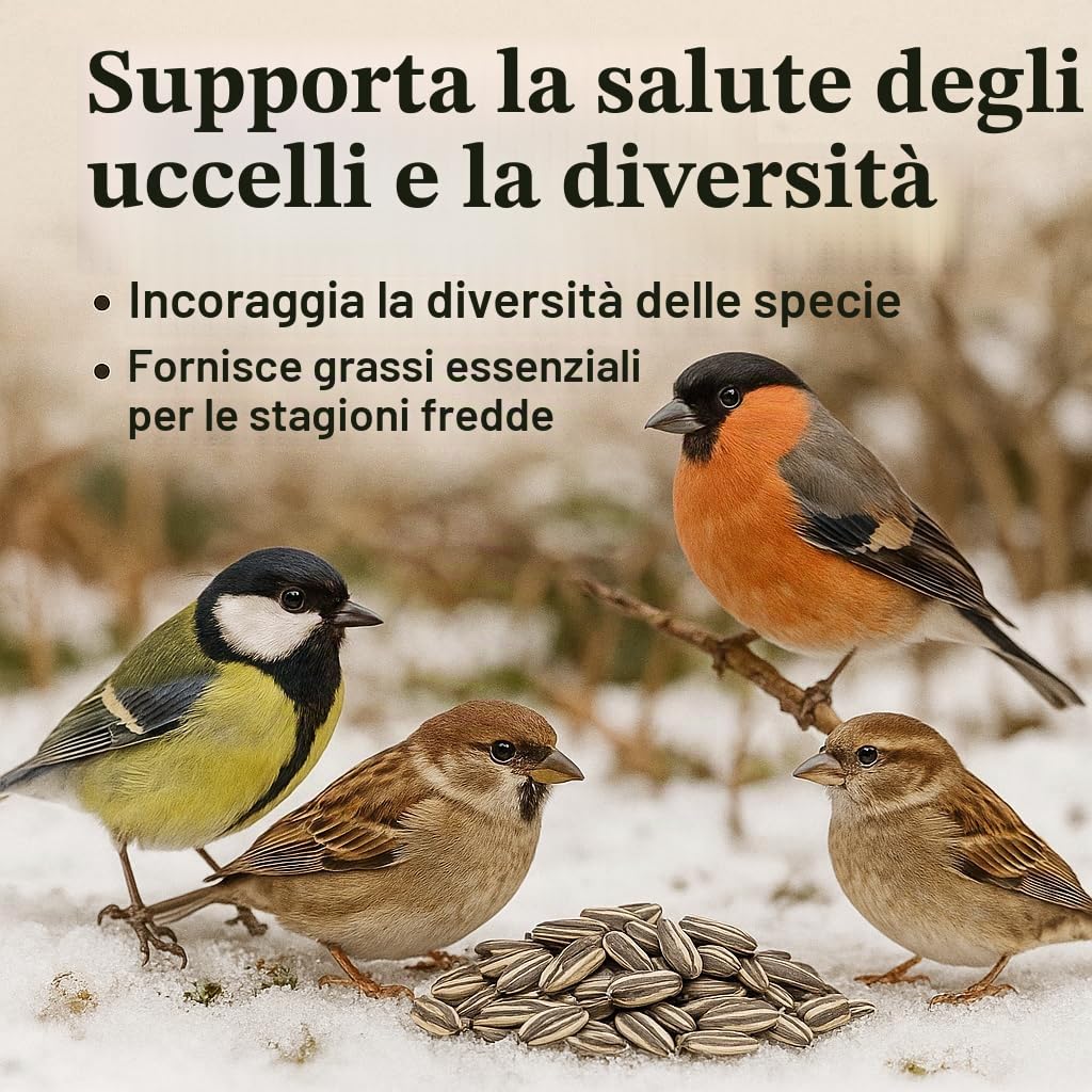 GiDeli Semi Di Girasole A Righe, 25 Kg, Mangime Per Uccelli Selvatici E Domestici, Per Tutto L'Anno, Invernale, Per Cinciette, Fringuelli, Passeri, Ricchi Di Olio