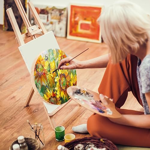 Miniatura 5 de Paquete de 4 placas redondas de madera de 8 pulgadas, placa circular de madera sin terminar de 34 pulgadas de grosor, base de posavasos de madera de