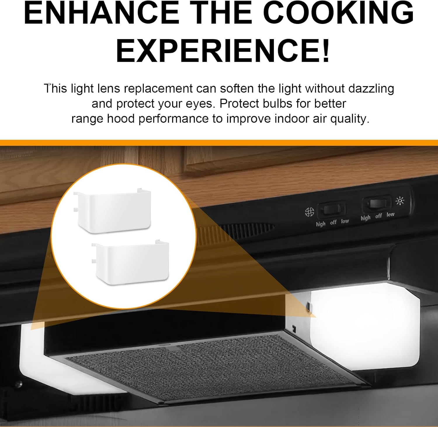 SR401650 Range Hood Light Lens Cover for Broan Range Hood QL1, NS6, NS6530WW, QL130WW, Replace Part R401650, 1472455, AP5613955 Light Cover Lense, 2 Pack