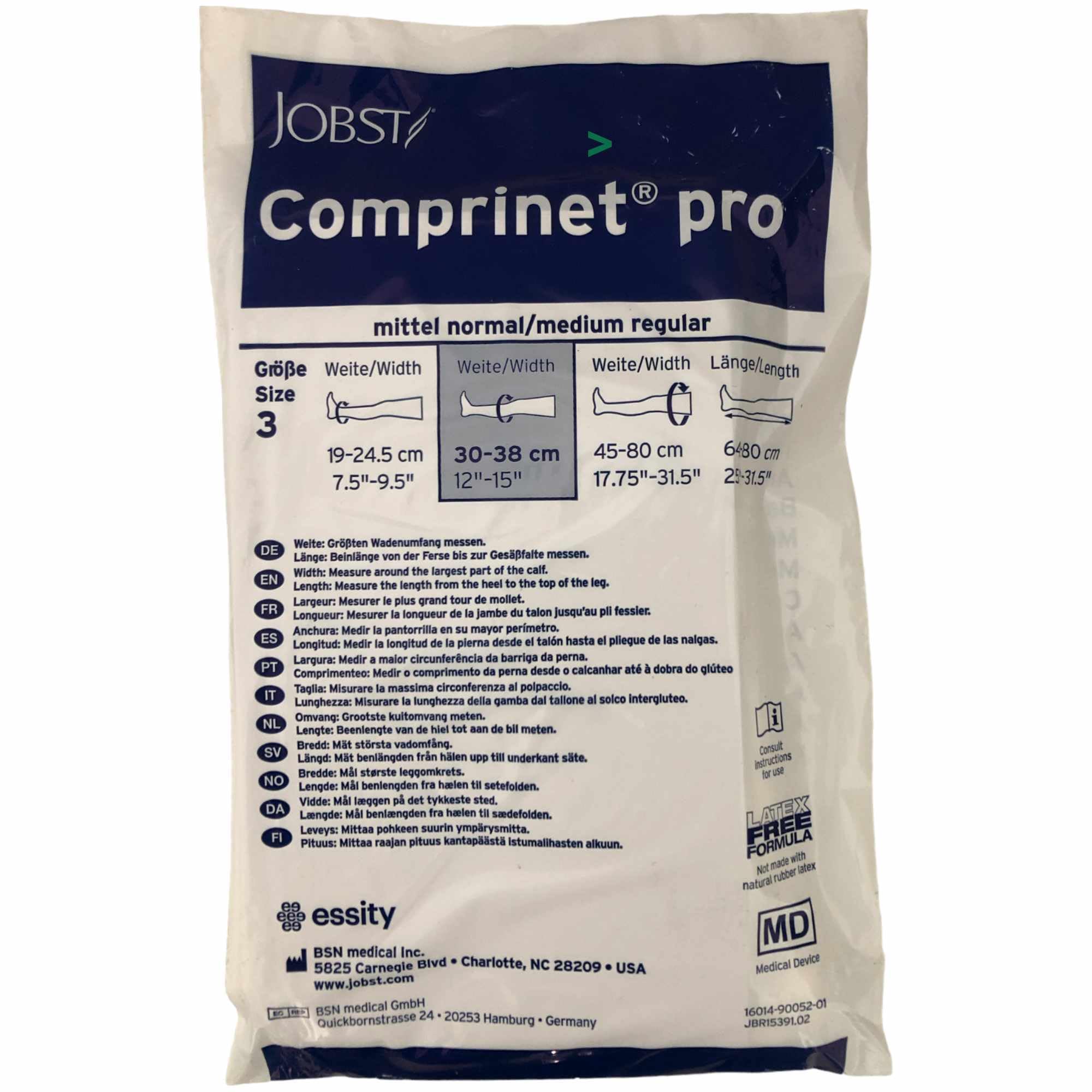 Comprinet Pro Anti-Thrombose Kompressionsstrümpfe oberschenkellang 3er Pack Gr.3 (3x1 Paar) + usy Block