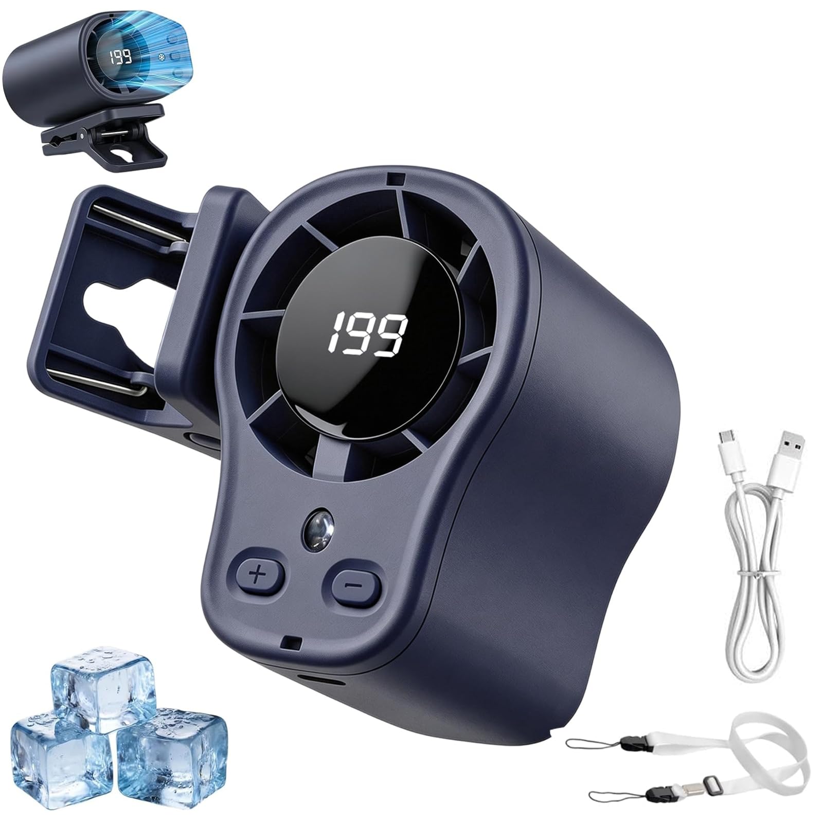 Car Clip On Air Conditioner Fan With Display,360° Rotation &199 Speeds Car Cooling Fan,Semi-Cooling Technology,Hands-Free Clip On Fan,Usb Rechargeable Personal Fan For Cars Work Camping (Gray)