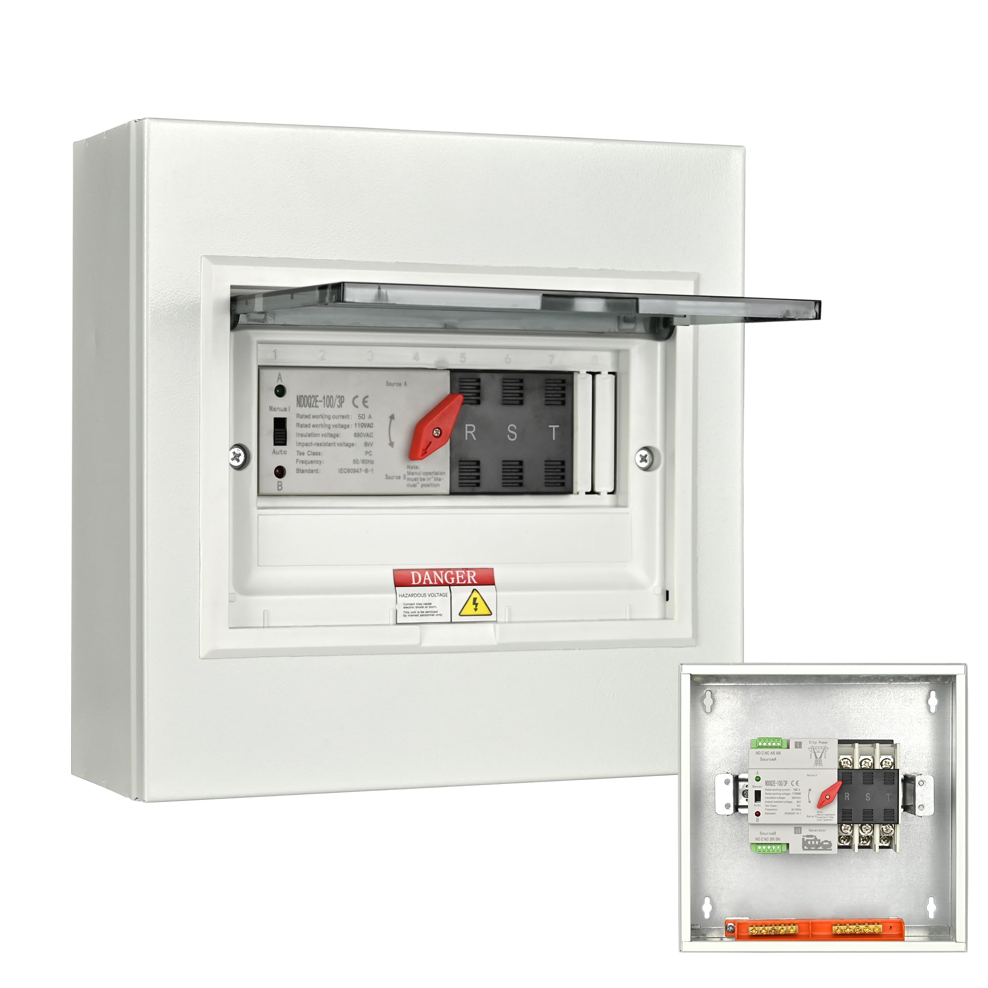 Photo 1 of Automatic Transfer Switch, 50 Amp 3 Pole Auto Transfer Switch for Home Generator, 120/240-Volt 12,000W Stronger Stability, for Outdoor and Indoor with Ground, General 60HZ