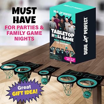 Dude Perfect Sticky Tic Tac Toe & Tabletop Roll Set | Indoor & Outdoor Games, Perfect Fun for Family Game Night & Parties, Birthday for Children, Kids & Adults | Ages 4& 6+ (Single)