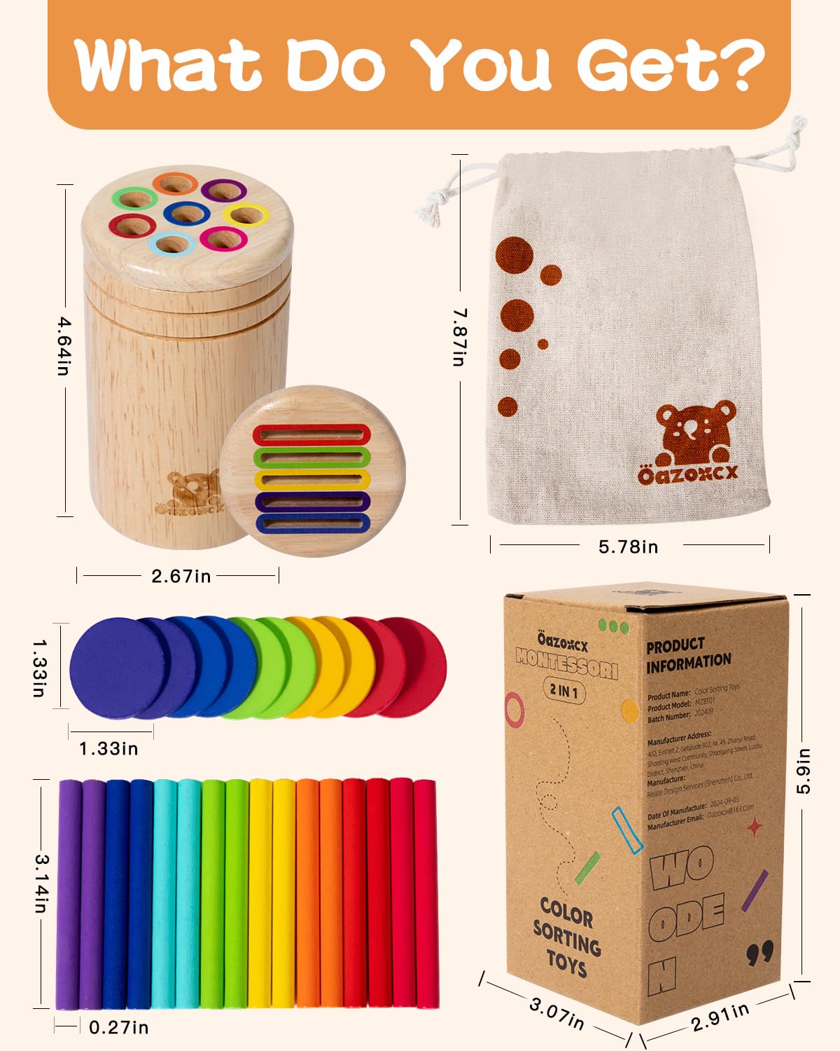 Juguetes de madera para clasificar colores para niños pequeños, caja de monedas de clasificación sensorial, juguetes para niños pequeños de 1 a 3 años, habilidades motoras finas y juegos a 3