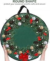 Vista 3 de ProPik Bolsa de almacenamiento para corona de Navidad de 24 pulgadas, contenedor de guirnalda con material resistente a desgarros, con asas Verde