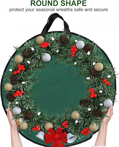 Miniatura 3 de ProPik Bolsa de almacenamiento para corona de Navidad de 30 pulgadas, contenedor navideño con material resistente a desgarros, con asas resistentes