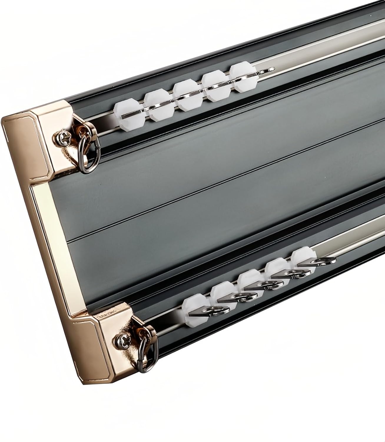 Ceiling Mounted Double Track, Conjoined Double Curtain Rail Track Heavy Duty Curtains Rods System Set For RV Curtain Bay Window(White,320CM)