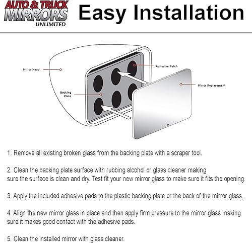 Miniatura 2 de Repuesto de vidrio de espejo + almohadillas adhesivas para Infiniti G35 2003-2007 lado del pasajero – Compatible solo con modelos Coupé de 2 puertas