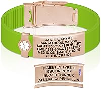Vista 76 de Divoti Pulsera de identificación de alerta médica grabada personalizada, grabado láser de doble cara, pulsera de silicona, cierre de seguridad
