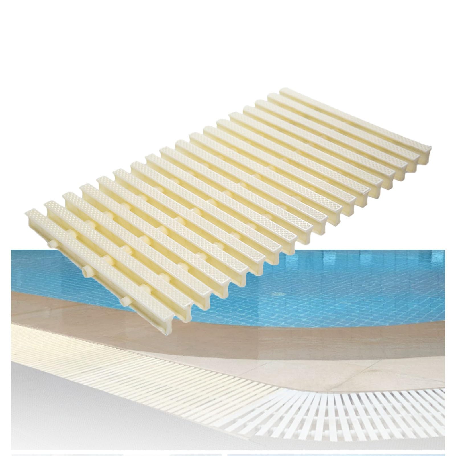Kratka Przelewowa Z Tworzywa ABS Do Basenu, 3-otworowa Pokrywa Odpływu | Podjazdu Na Patio(White,25x100CM/2pcs)