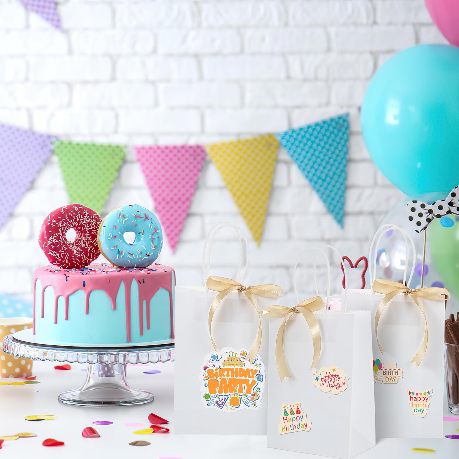 Buste Regalo In Carta Kraft Bianche Con Manici, 40 Pezzi, 15x8x21 Cm, Per Caramelle, Feste, Matrimoni E Compleanni