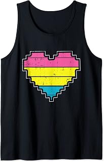 Pixel Heart Pan-sexual Pride Retro Gaming LGBTQ Ally Gamer Tank Top