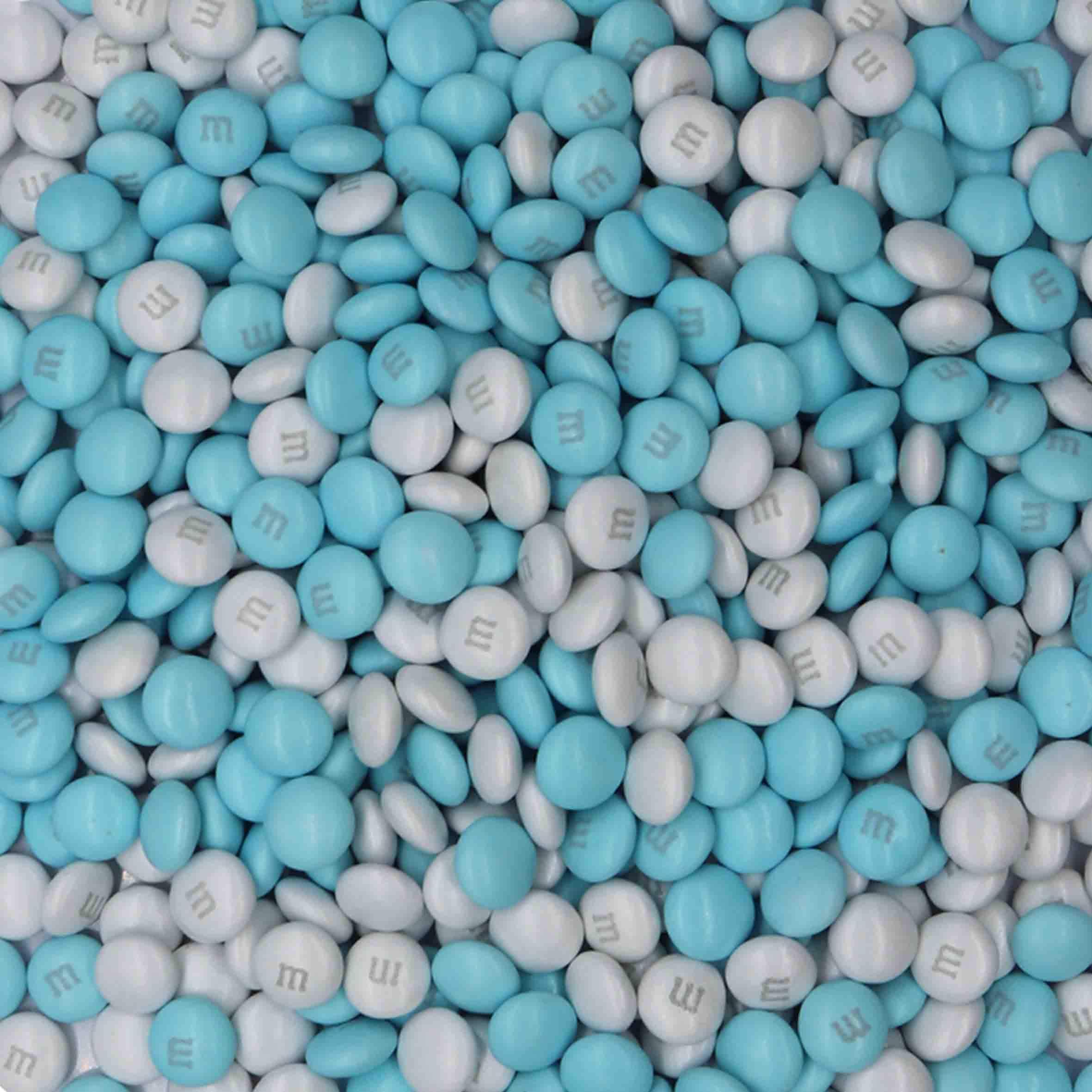 m&m Individual colors milk chocolate candy (Light Blue & White, 1 LB)