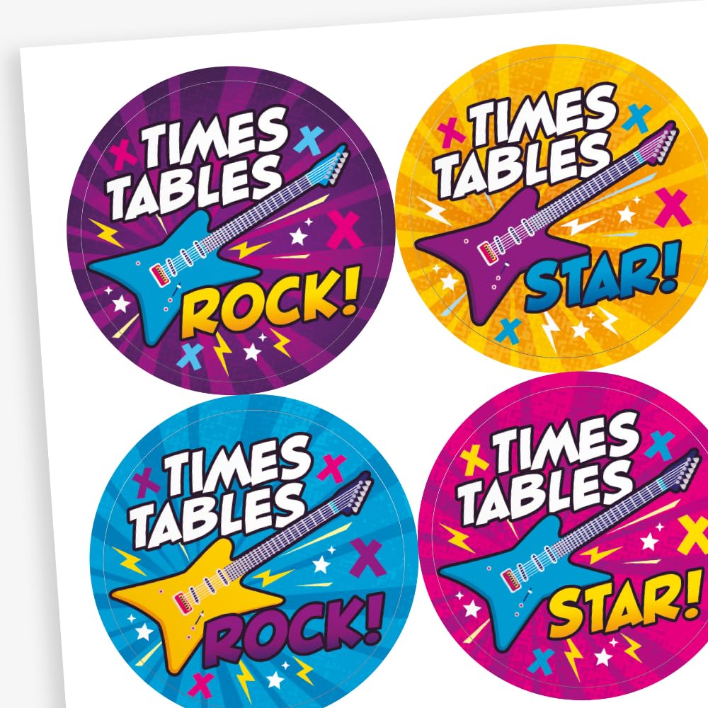 175 Times Tables Star/Rock Childrens Pupils School Reward Motivational Stickers 37mm Primary Teaching Services
