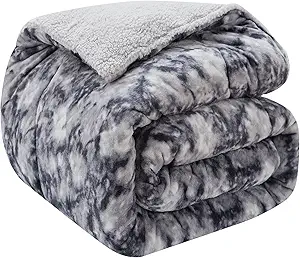 CHOSHOME Sherpa Fleece Blanket- Thick Warm Blanket for Winter, Soft Fuzzy Plush Blanket for Bed, Couch, Travel (Tie Dye Grey, Twin 60" x 80", Thickened Type)