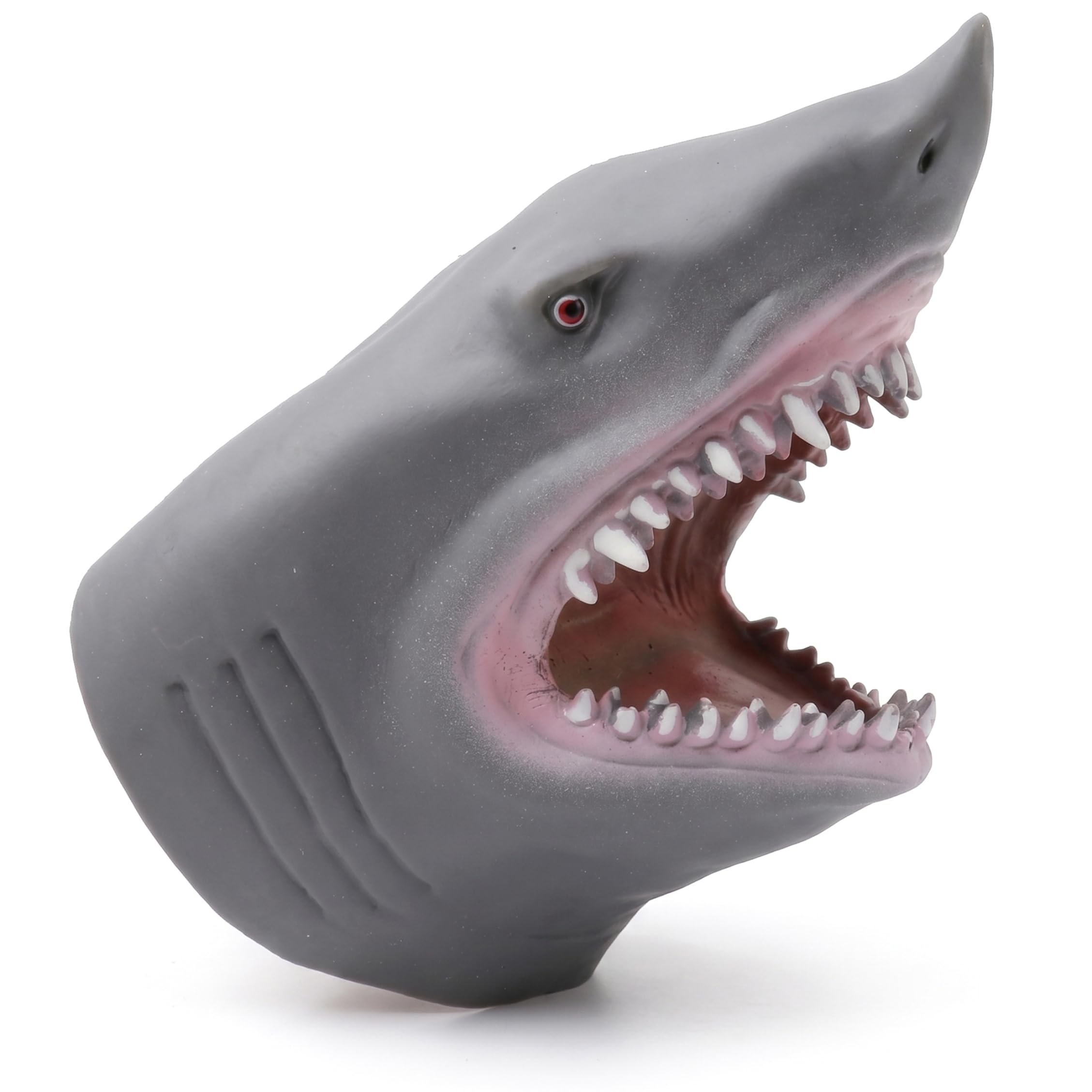 Shark Hand Puppet, Soft Rubber Hand Puppet | Interactive Role Play Toy | Pool, Beach, Bath Fun For Kids | Gray Shark