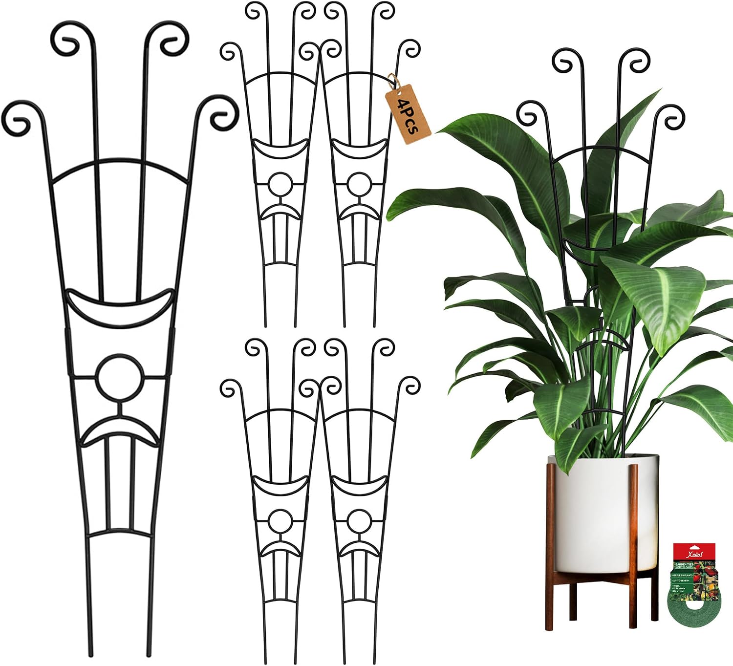 32.6in Plant Trellis for Climbing Plants Indoor, Expandable Large Metal Trellis for Potted Plants, Heavy-Duty Tall Pothos Plant Climber Support for Ivy Pothos Hoya Monstera, 4P