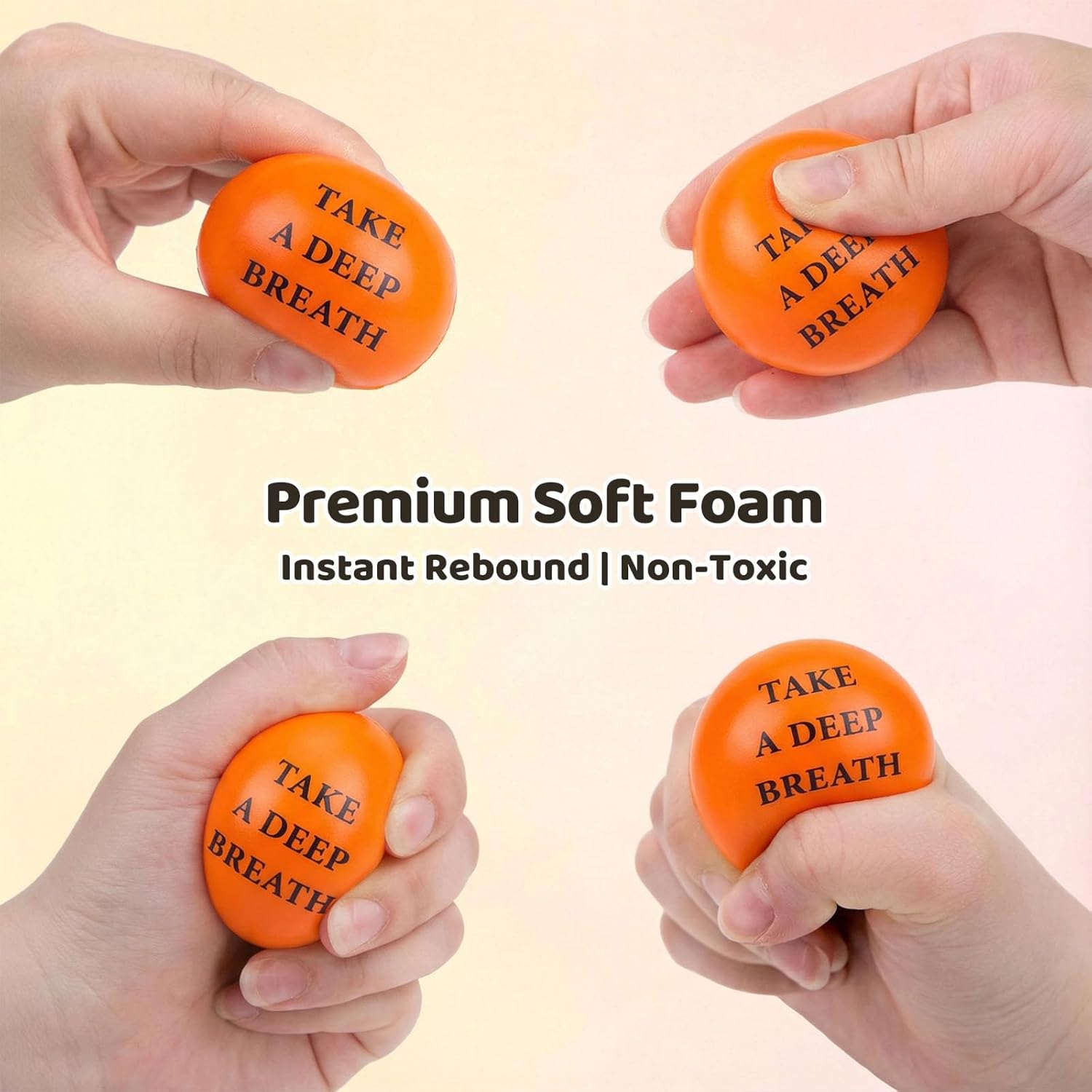 MCPINKY Motivational Stress Balls for Adults, 12PCS Foam Stress Balls with Positive Quetos for Birthday Party Favor Employee Appreciation Gifts Goodie Bags Stuffer Relieve Anxiety Manage Anger, 2 Inch